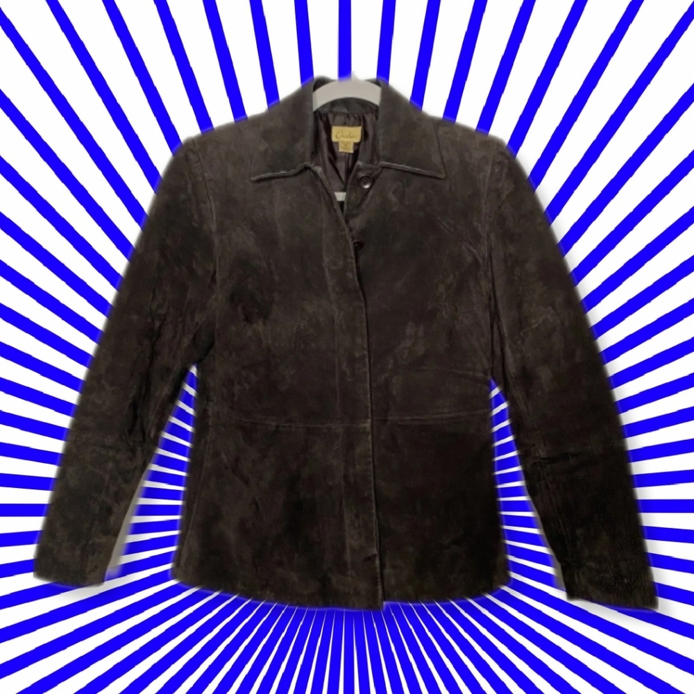 Women’s vintage suede leather Jacket Caslon size Petite Small Dark Brown - Picture 3 of 12